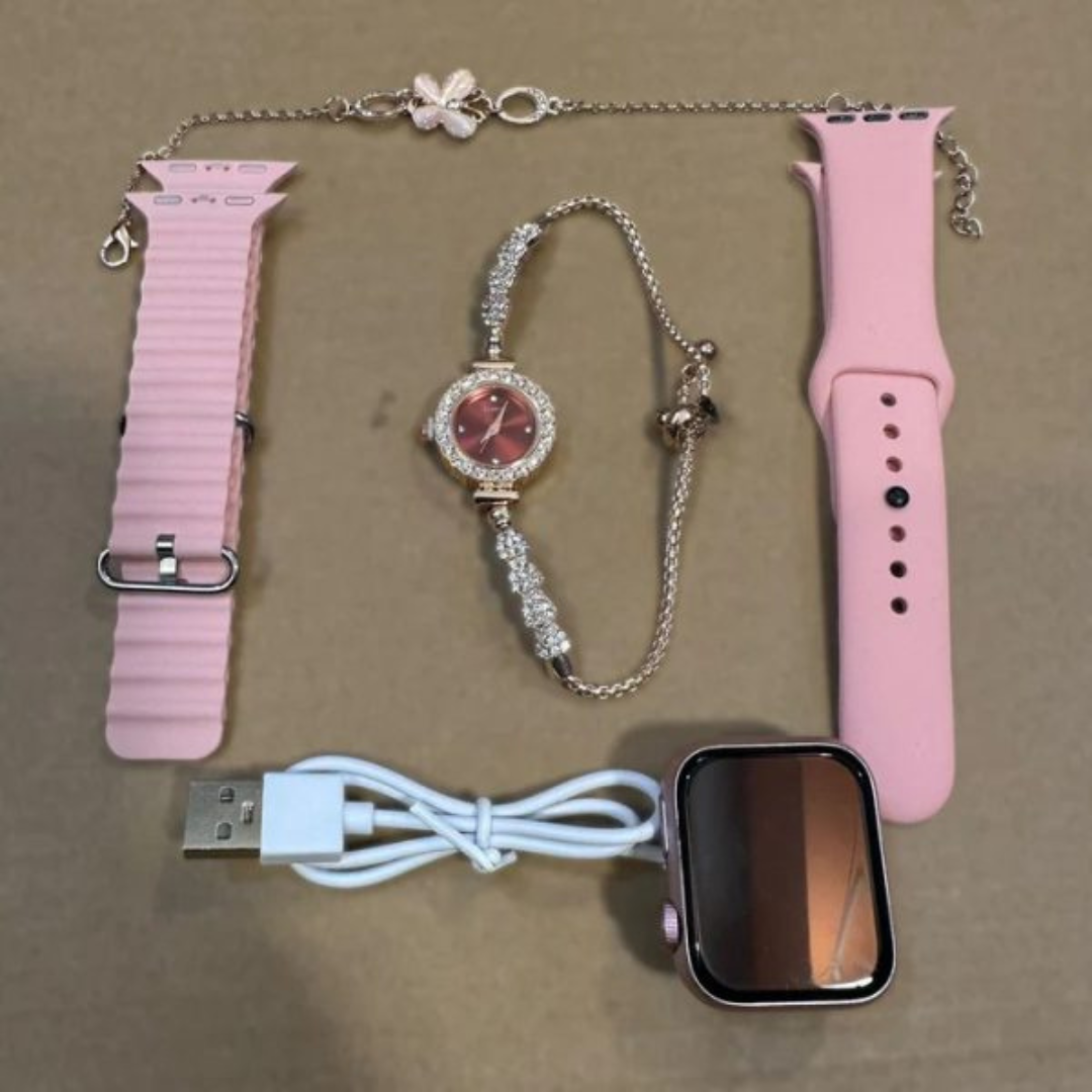 GM68 Ultra Mini Smartwatch + Quartz Bracelet Watch Combo